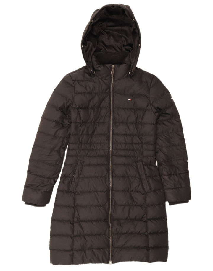 Tommy Hilfiger Dame Hætte Polstret Frakke UK 10 Small Black Polyester