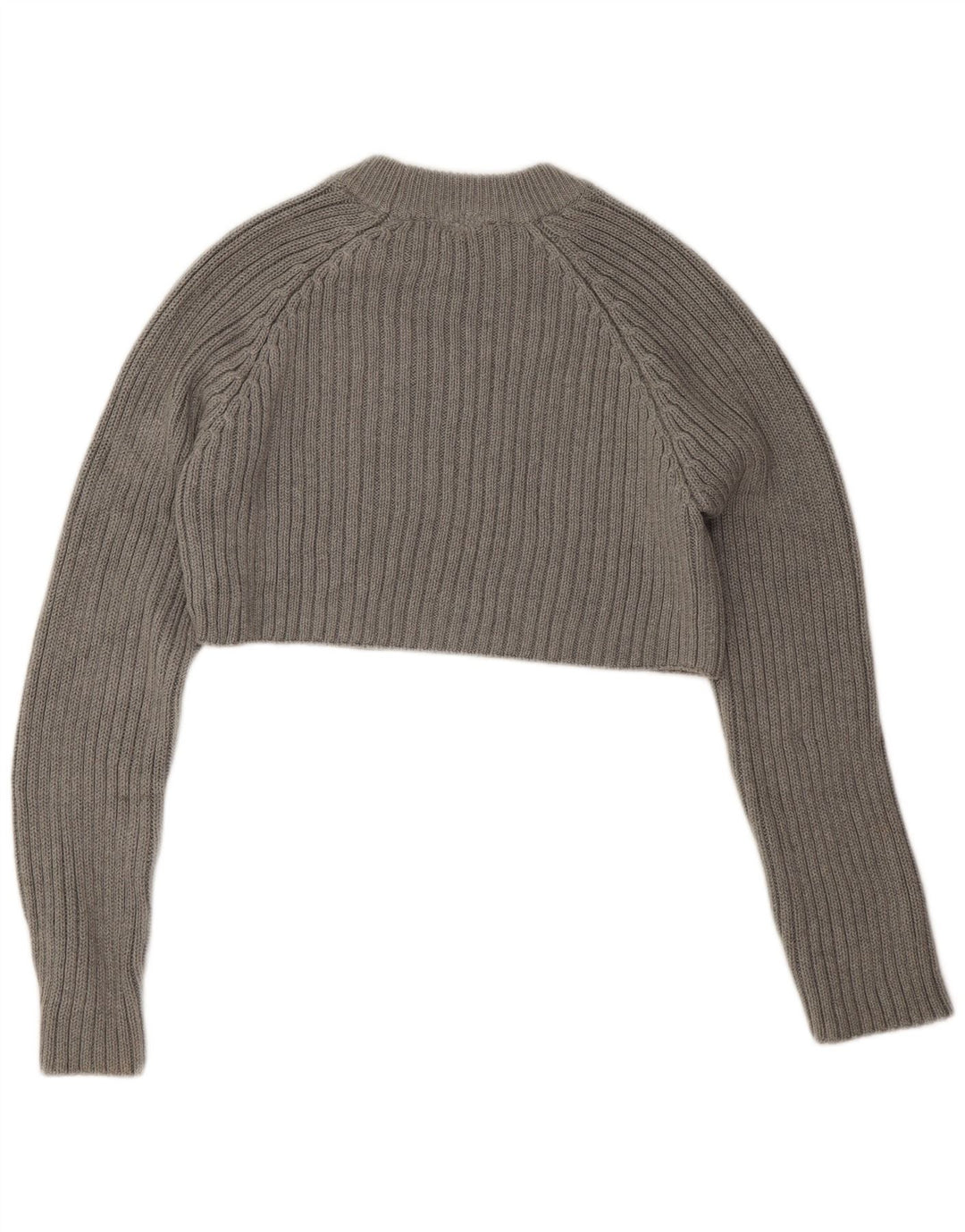 Zara Dame Crop Rundhals Jumper Sweater UK 14 Medium Grey Bomuld