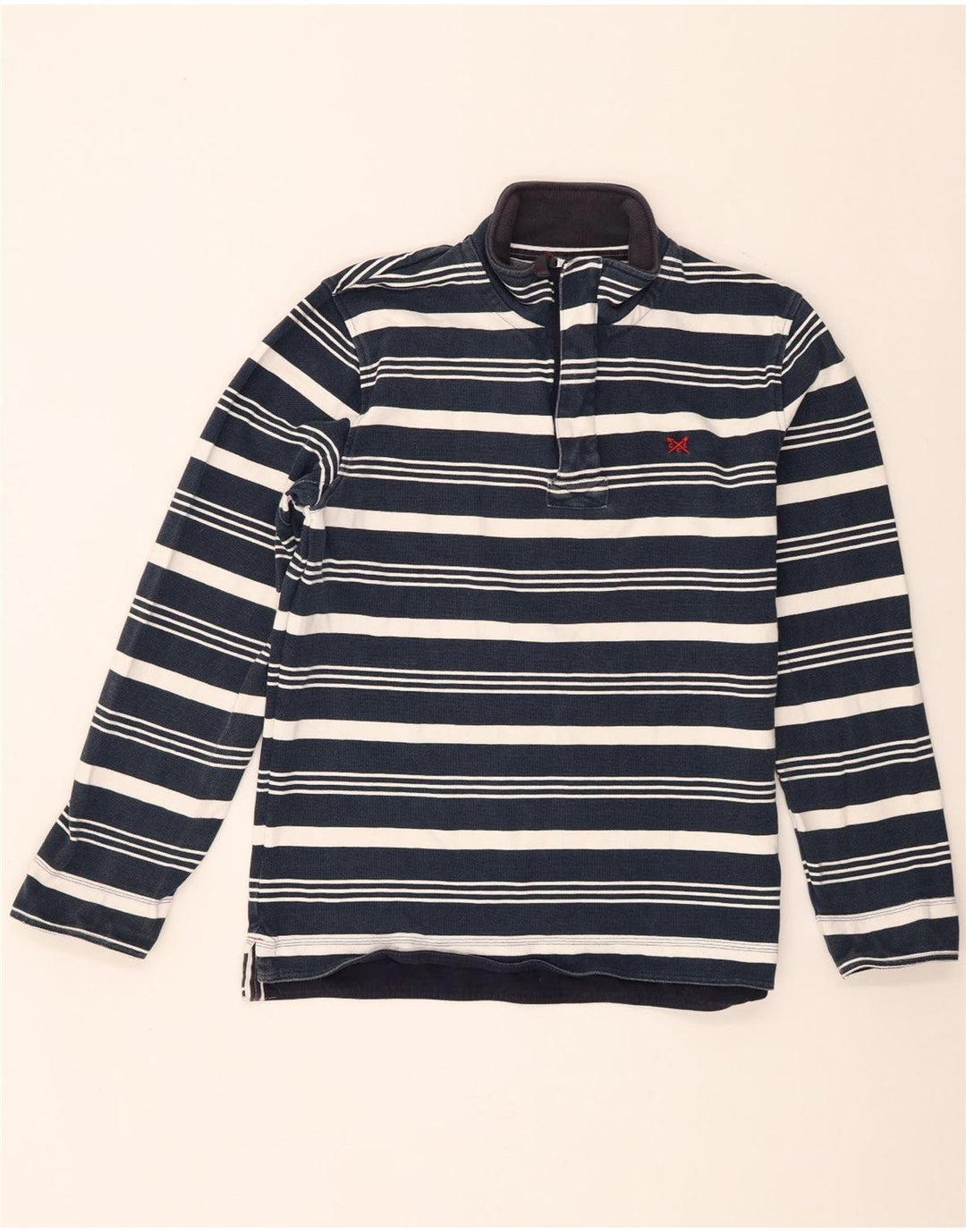 Besætningstøj Herre Zip Neck Sweatshirt Jumper Medium Navyblå stribet