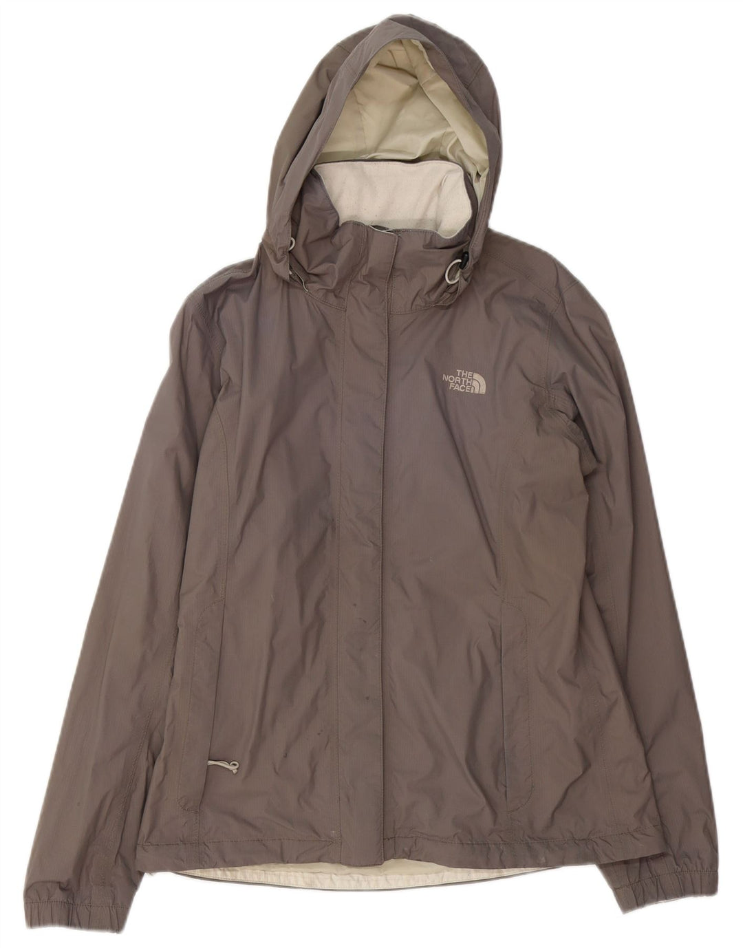 THE NORTH FACE Dame Hyvent Regnjakke med hætte UK 14 Medium Grå