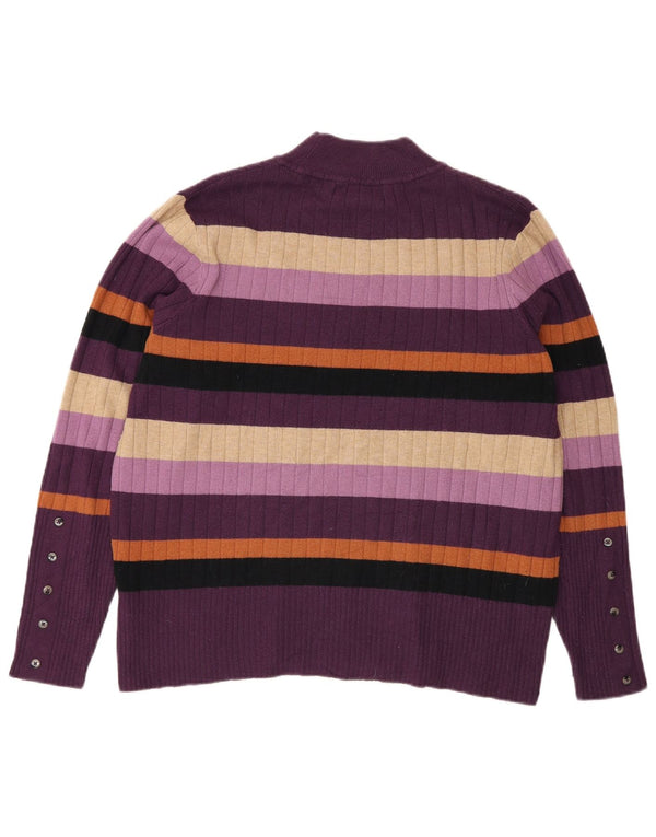 Marks & Spencer Dame Turtle Neck Jumper Sweater UK 18 XL Lilla Stribet