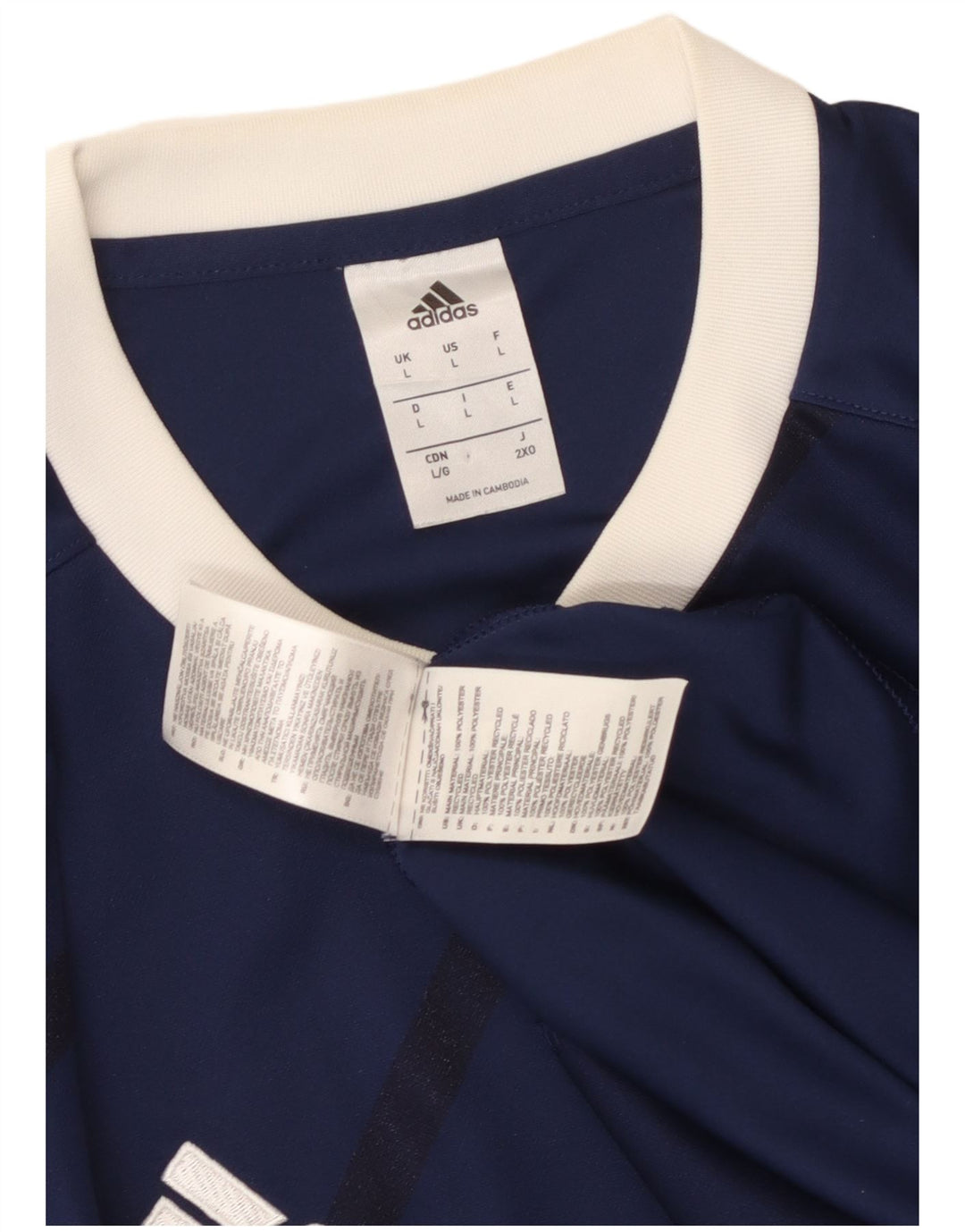 Adidas T-shirt top til mænd, stor marineblå stribet polyester