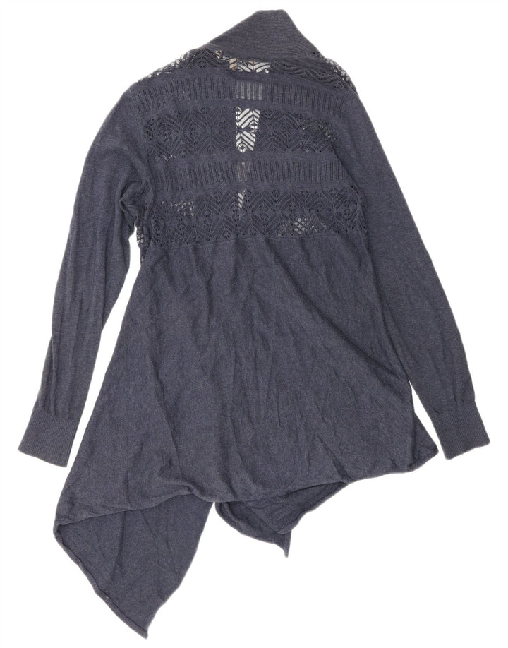 Fat Face Dame Asymmetrisk Cardigan Sweater UK 10 Small Navy Blue Bomuld