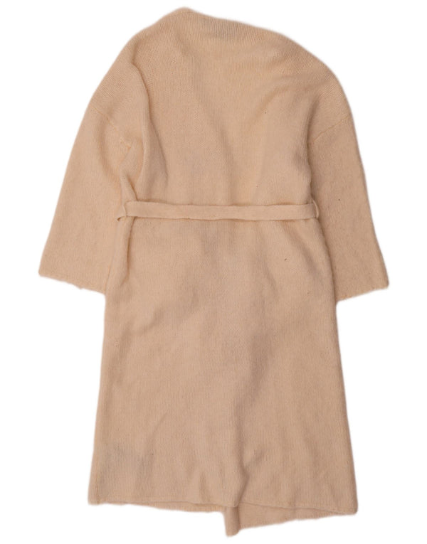 Zara Womens Longline 3/4-ærmet cardigantrøje UK 10 Small Beige