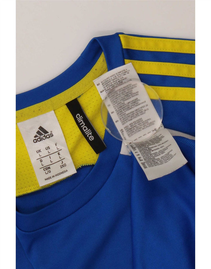 Adidas Herre Climalite T-Shirt Top Stor Blå Colourblock Polyester