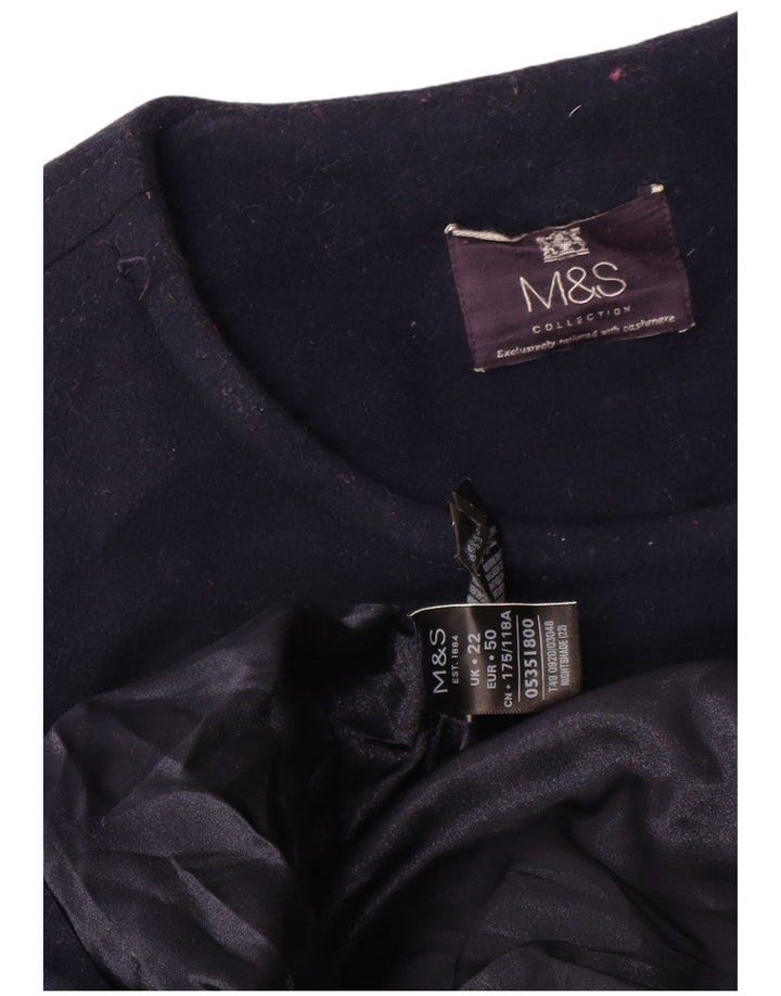 Marks & Spencer Dame Dobbeltradet Frakke UK 22 3XL Marineblå Uld