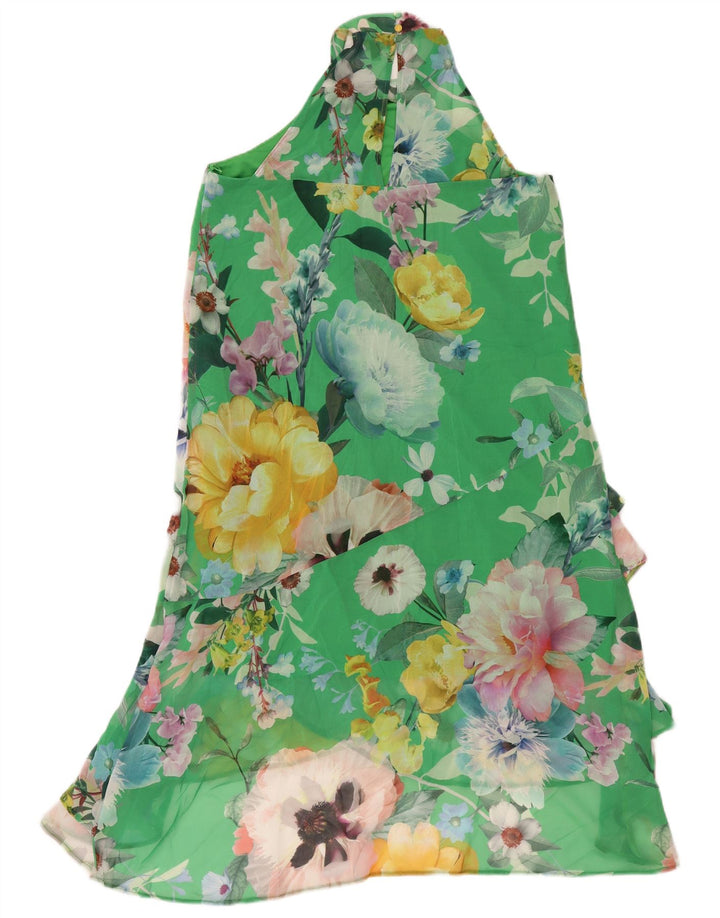 Lipsy Womens Halter Dress UK 12 Medium Green Floral Polyester