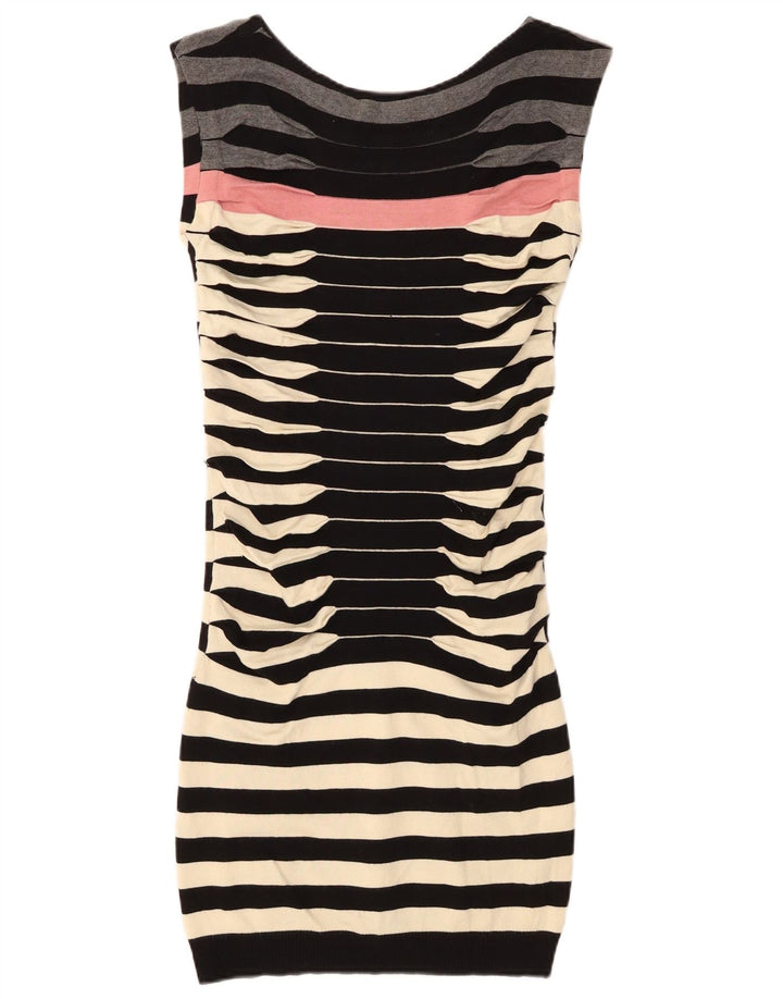 Ted Baker Dame Ærmeløs Bodycon Kjole Størrelse 2 Lille Sort Stribet