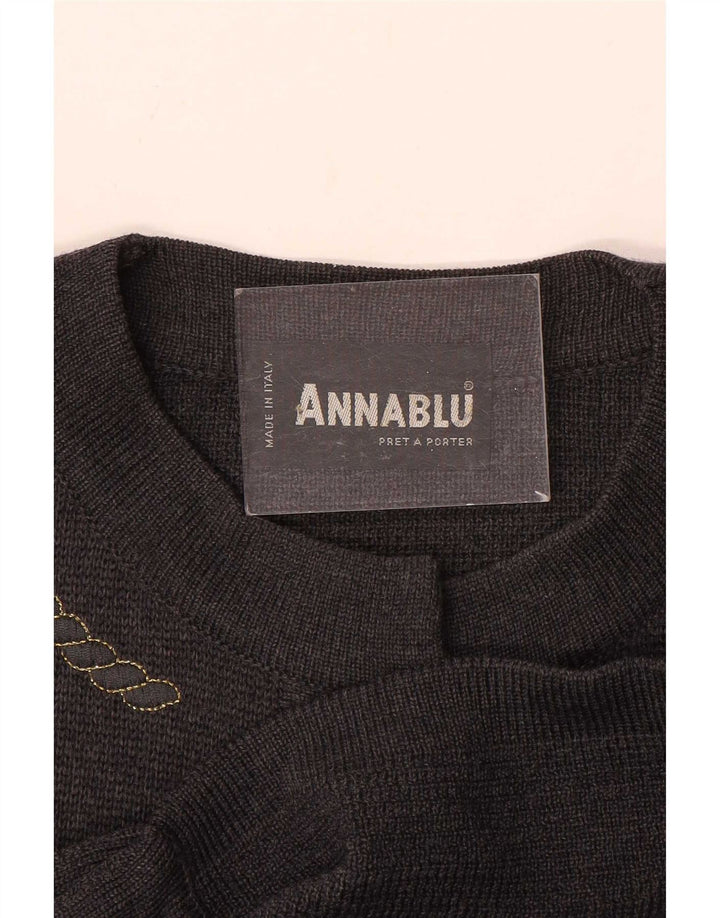 Vintage dame cardigan sweater UK 10 lille grå uld