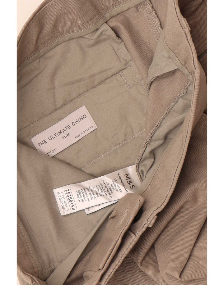 Marks & Spencer Herre Slim Chino Bukser W32 L31 Grå Bomuld