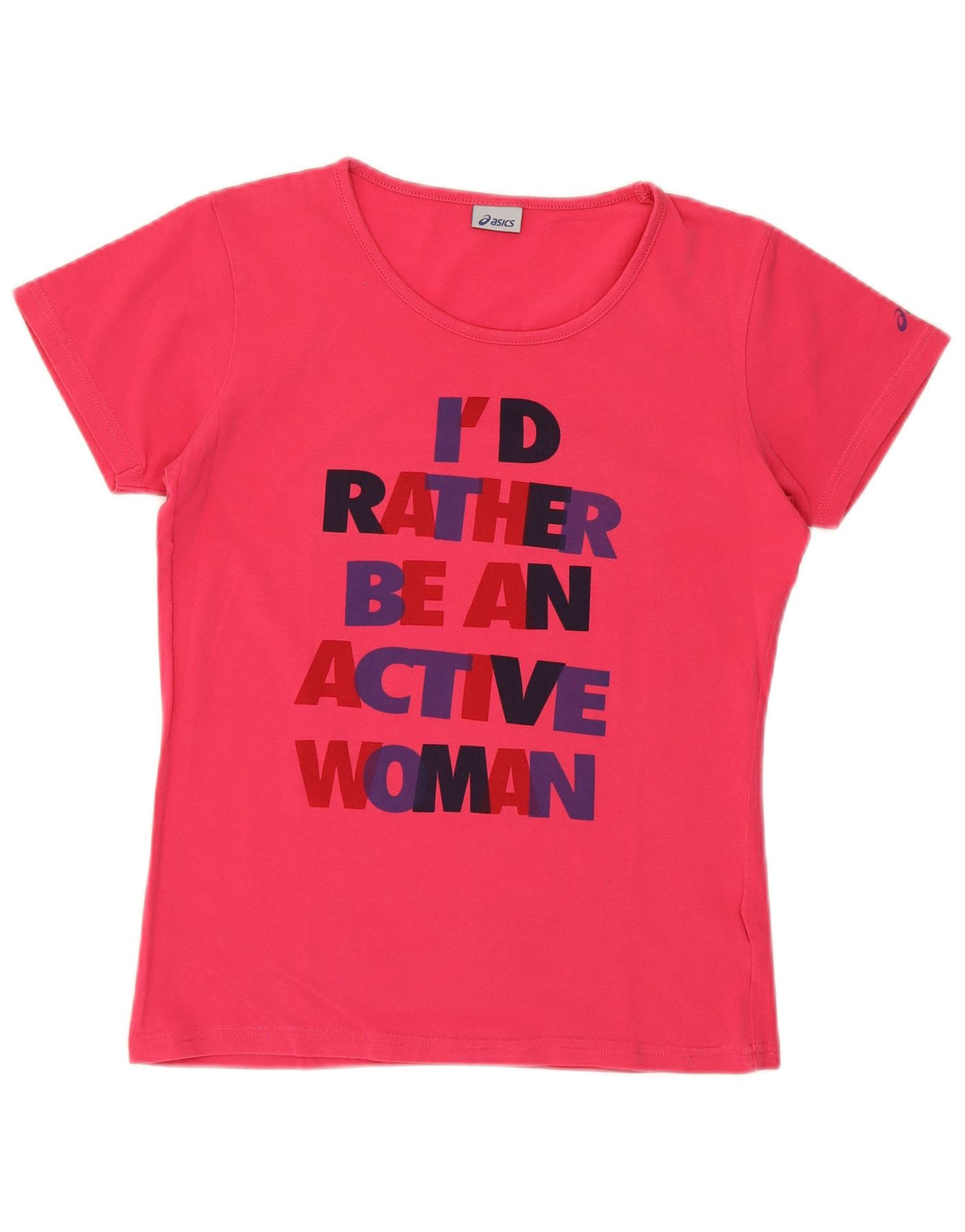 ASICS Grafisk T-shirt top til kvinder UK 12 Medium Pink Bomuld