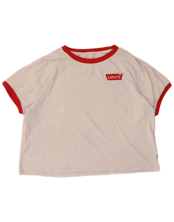 Levi's Womens Crop Loose Fit T-Shirt Top UK 14 Medium White Colourblock