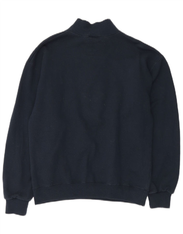 CHAMPION Dame Oversized Zip Neck Sweatshirt Jumper UK 10 Small Navy Blue