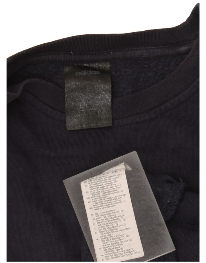 Adidas Dame Oversized Sweatshirt Jumper UK 12/14 Medium Navyblå Bomuld