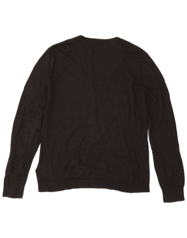 Ralph Lauren Dame Cardigan Sweater UK 18 XL Sort Bomuld