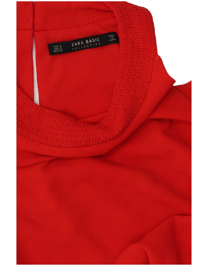 Zara Kvinder Off Shoulder Kjole UK 10 Lille Rød