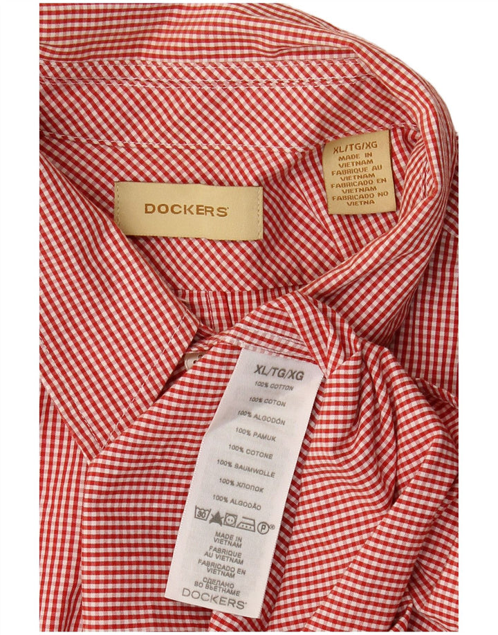 Dockers Herreskjorte XL Rød Gingham Bomuld