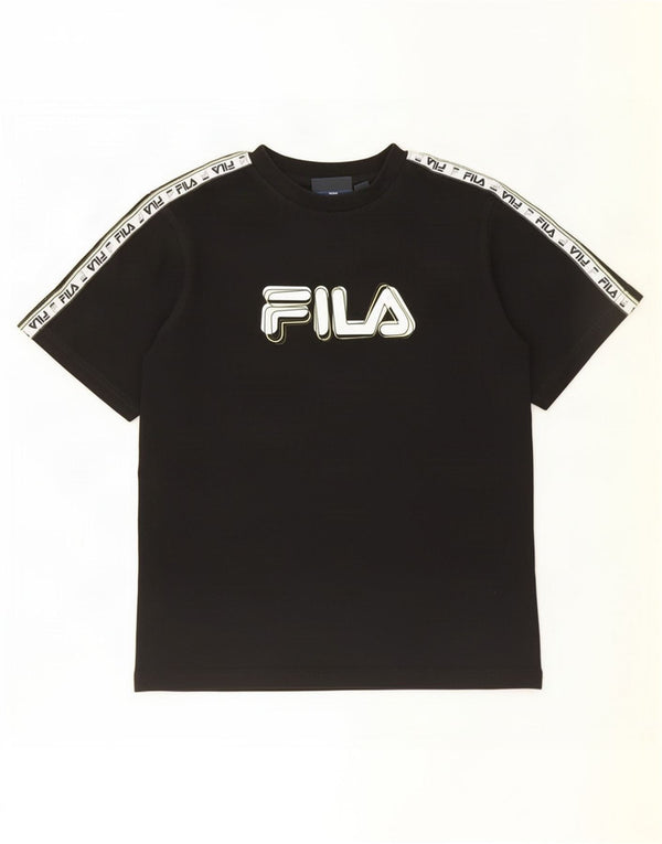 Fila Boys Graphic T-Shirt Top 11-12 Years Black Colourblock Cotton