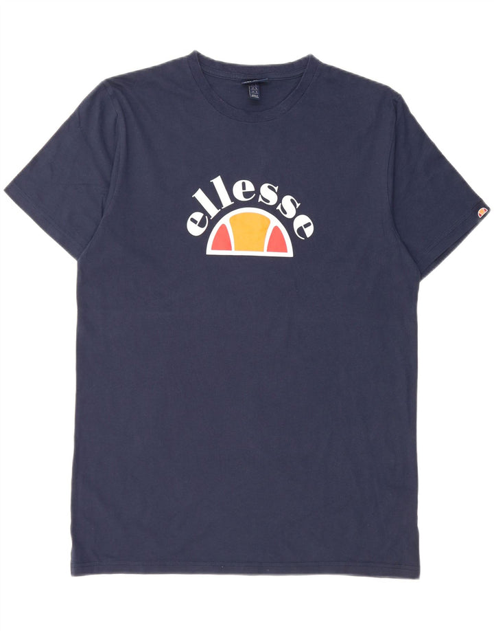 Ellesse Herre Grafisk T-Shirt Top Stor Marineblå Bomuld