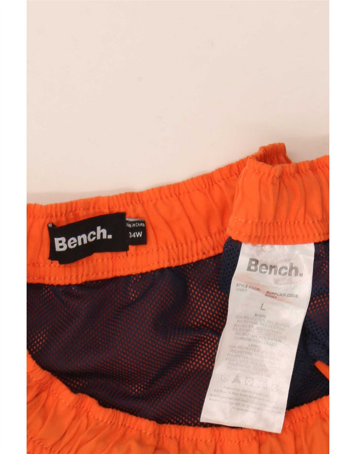 Bænk grafiske badeshorts til mænd, store orange polyester