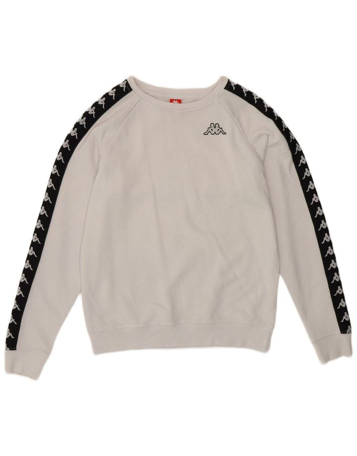 KAPPA Graphic Sweatshirt Jumper UK 14 Medium White Colourblock