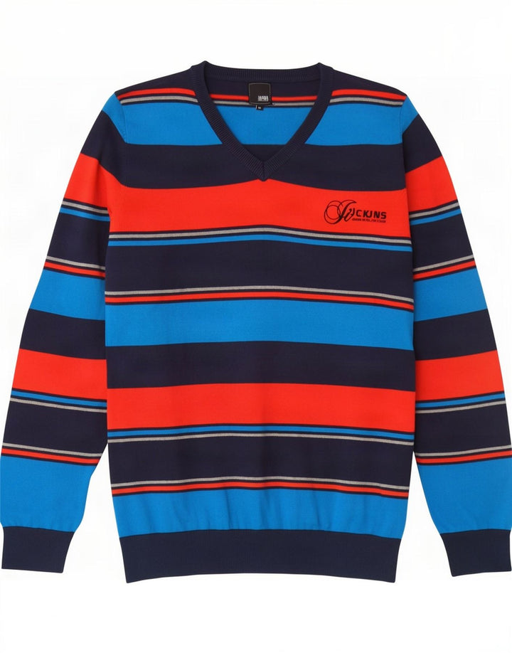 Jack & Jones Herre V-hals sweater Medium Multifarvet Stribet Bomuld