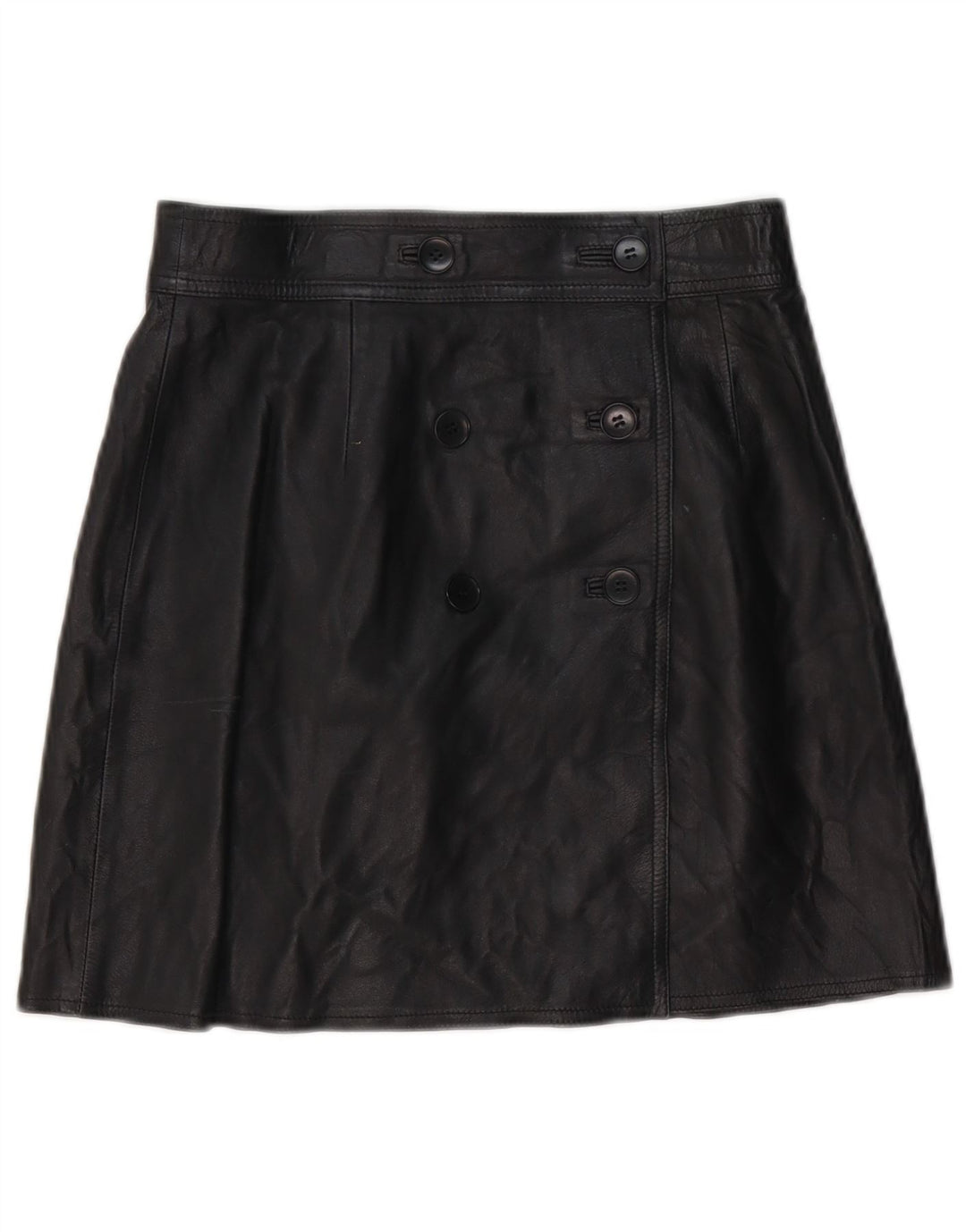 Vintage lædernederdel til kvinder W28 Medium Black
