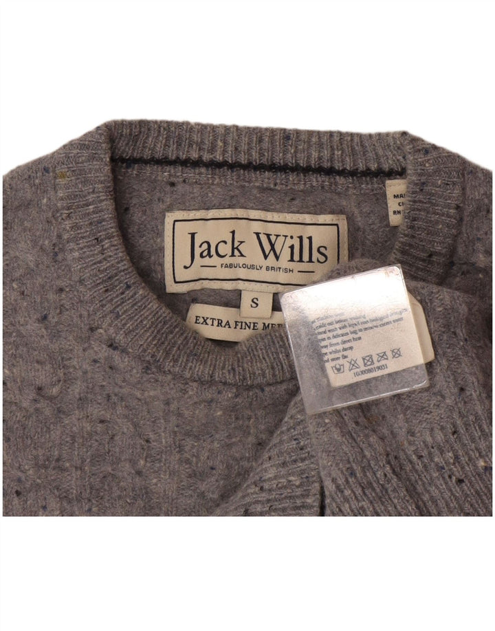 Jack Wills Herre Crew Neck Jumper Sweater Small Grey Flecked Wool