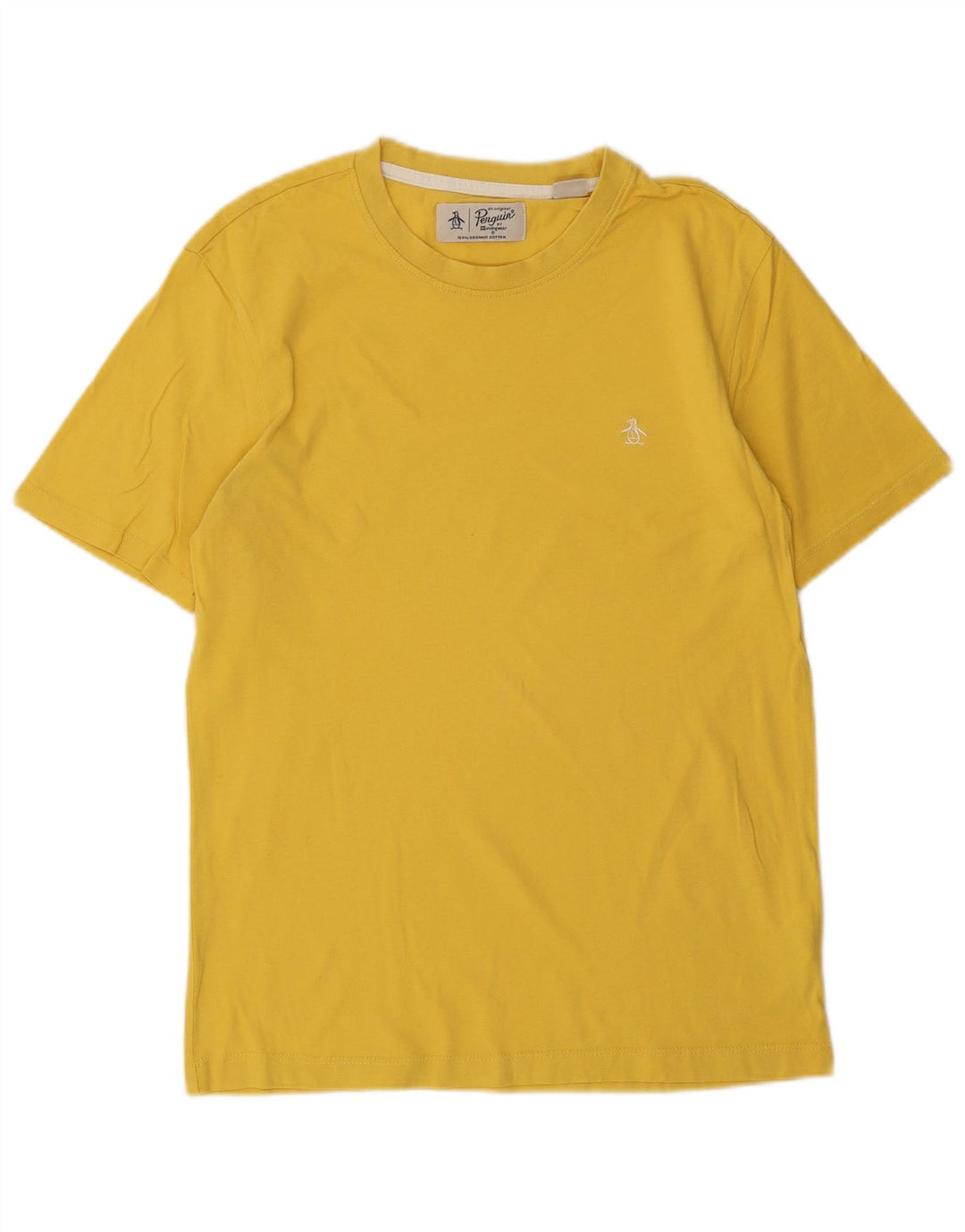 PENGUIN Mens T-Shirt Top Small Yellow Cotton