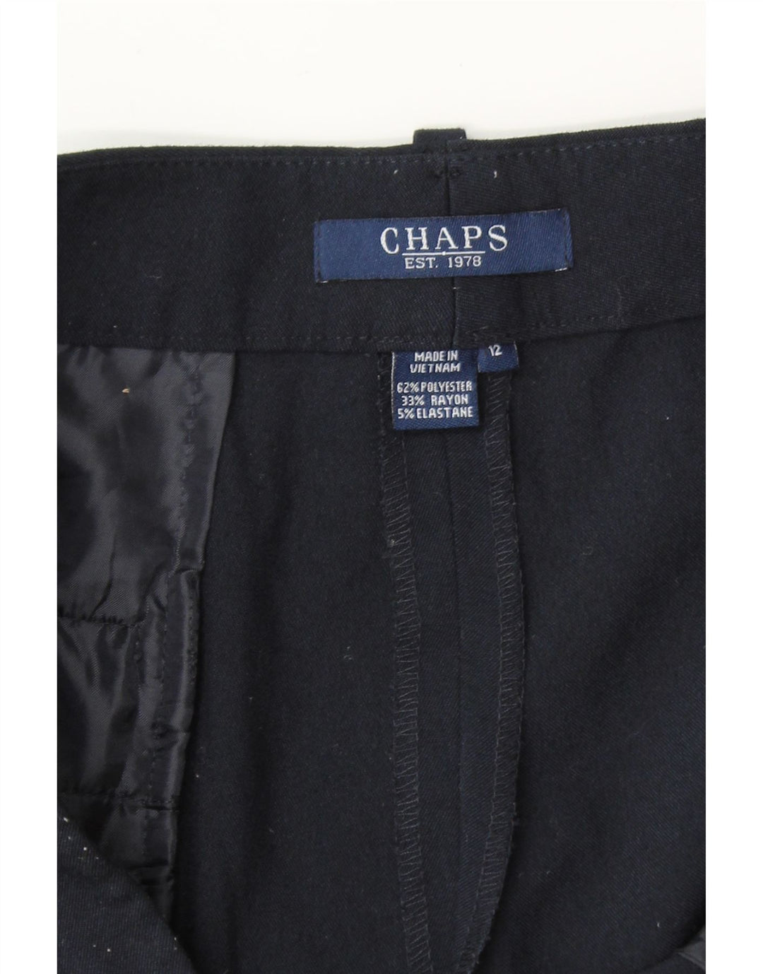 CHAPS Womens Straight Chino Trousers US 12 Large W34 L32 Navy Blue Vintage Chaps and Second-Hand Chaps from Messina Hembry 
