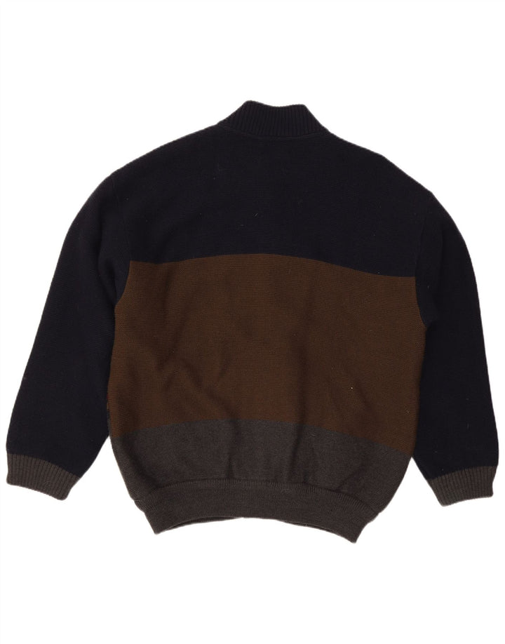 Settebello Herre Cardigan Sweater XL Marineblå Colourblock Uld