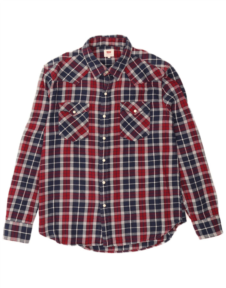 Levi's herre flannelskjorte stor bordeaux ternet
