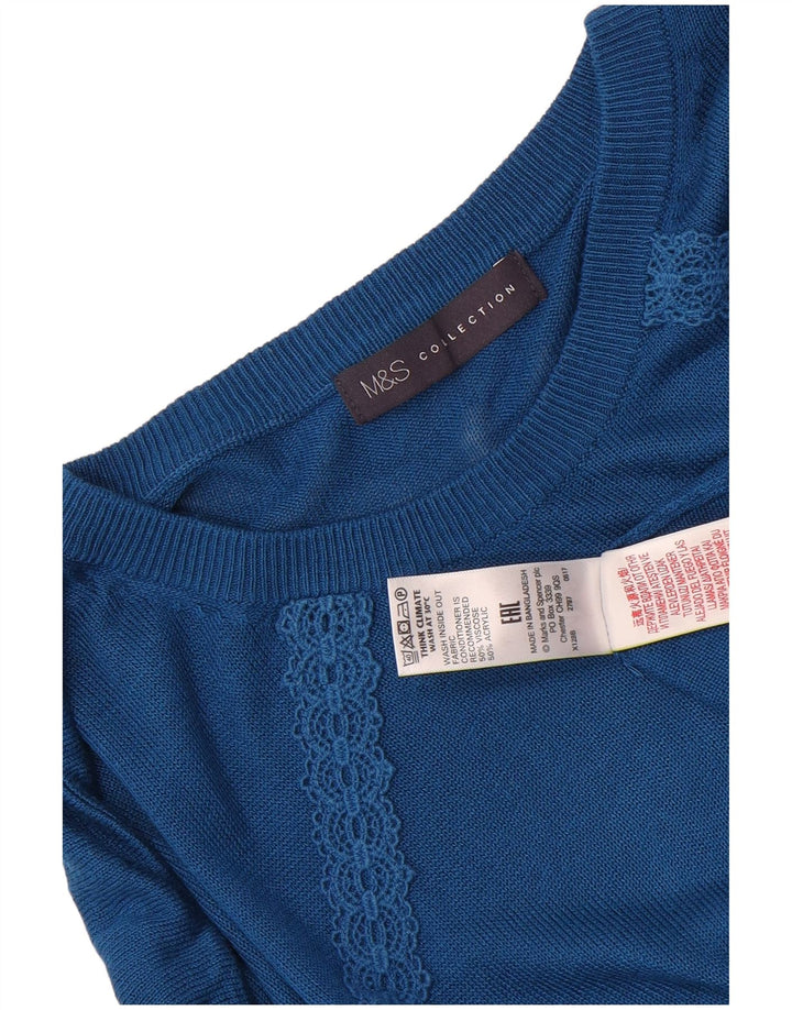 Marks & Spencer Dame Oversized Boat Neck Jumper Sweater UK 14 Medium Blue