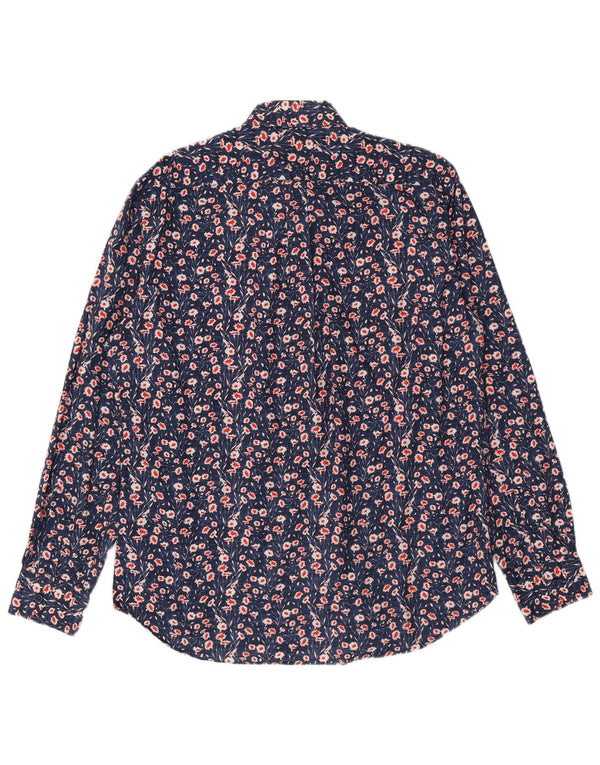 Harmont & Blaine herreskjorte XL marineblå blomsterbomuld