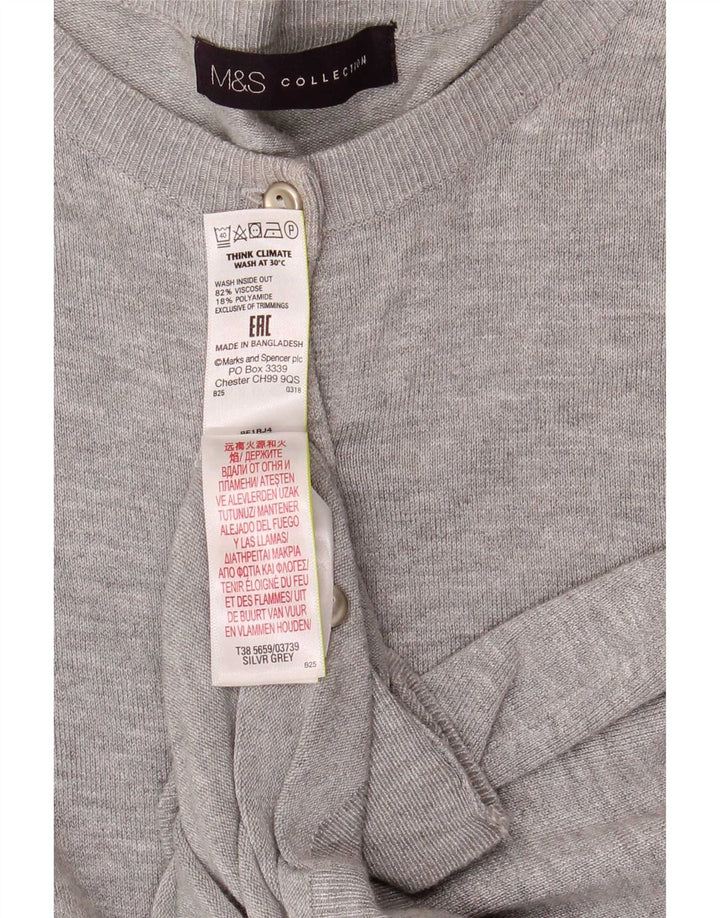 Marks & Spencer Dame Cardigan Sweater UK 14 Large Grå Flecked Viscose