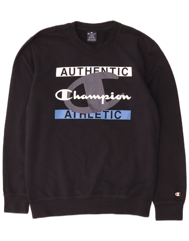 Champion Herre Grafisk Sweatshirt Jumper Stor Sort Bomuld