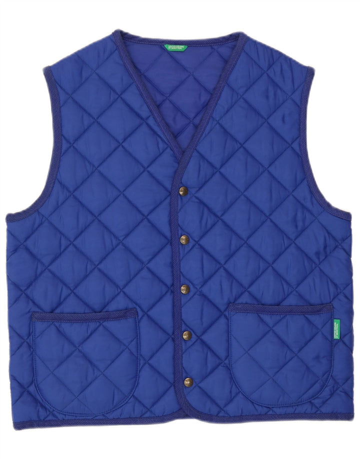 Benetton Womens Quilted Gilet UK 18 XL Blå polyamid