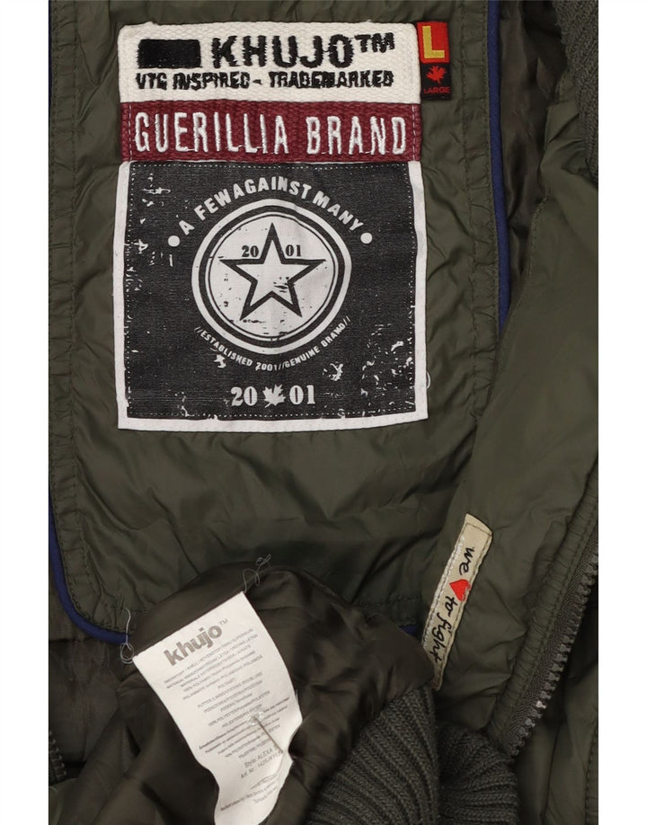 KHUJO Polstret hættejakke til kvinder UK 14 Stor grøn polyester