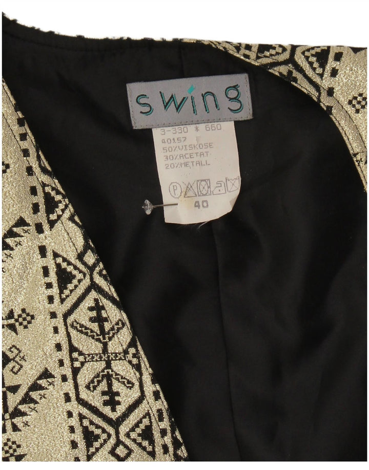 Vintage Womens Crop Bolero Jacket IT 40 Small Gold Geometric Viscose