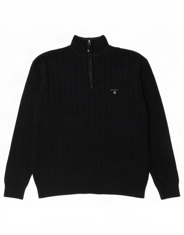 Gant Herre Zip Neck Jumper Sweater Stor Marineblå Bomuld