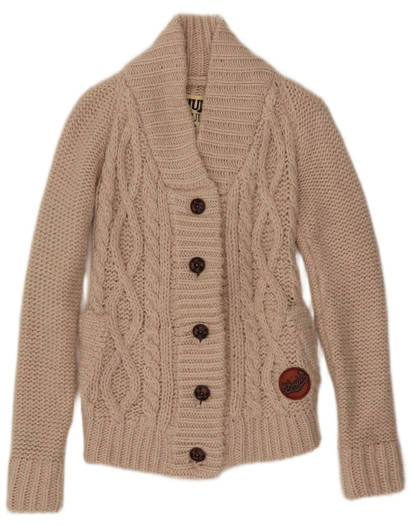 KHUJO Dame Cardigan Sweater UK 8 Small Beige
