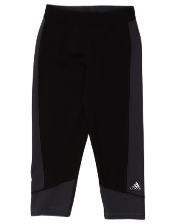 Adidas Dame Capri Leggings UK 8/10 Small Black Colourblock Polyester