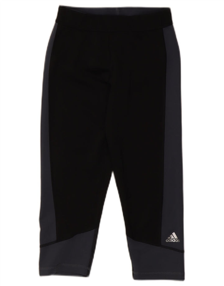 Adidas Dame Capri Leggings UK 8/10 Small Black Colourblock Polyester