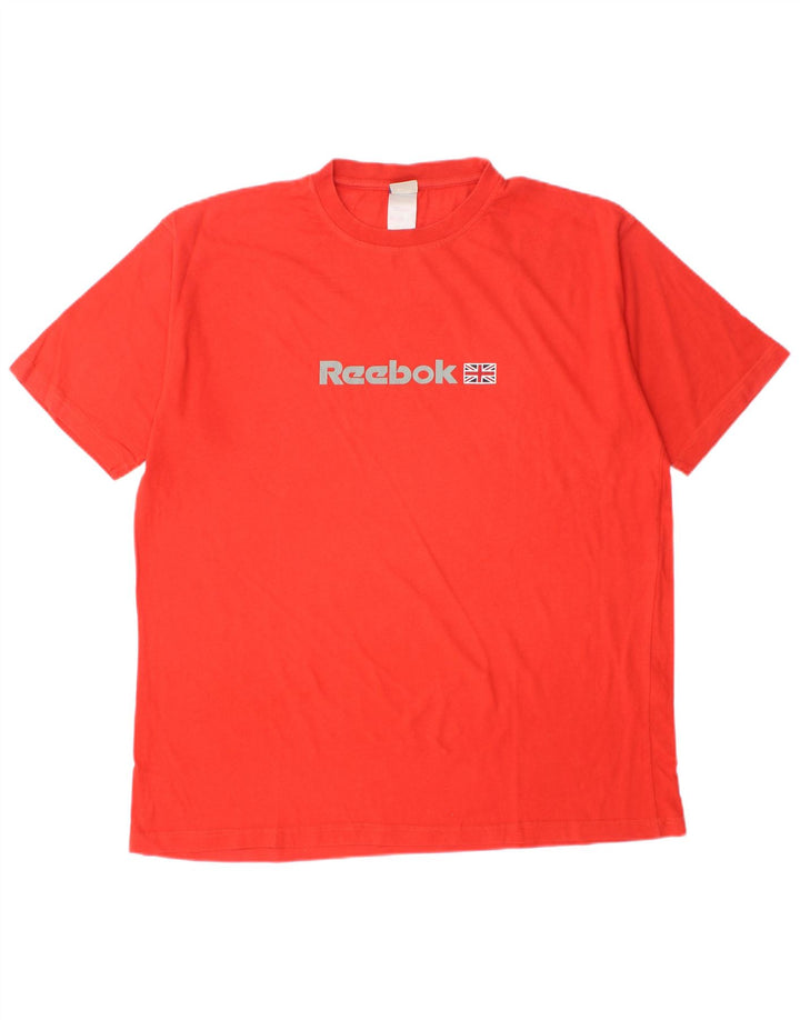REEBOK Herre Grafisk T-Shirt Top Stor Rød Bomuld