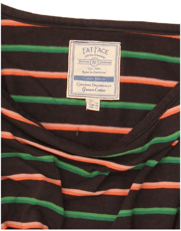 Fat Face Dame Top Langærmet UK 18 XL Sort Stribet