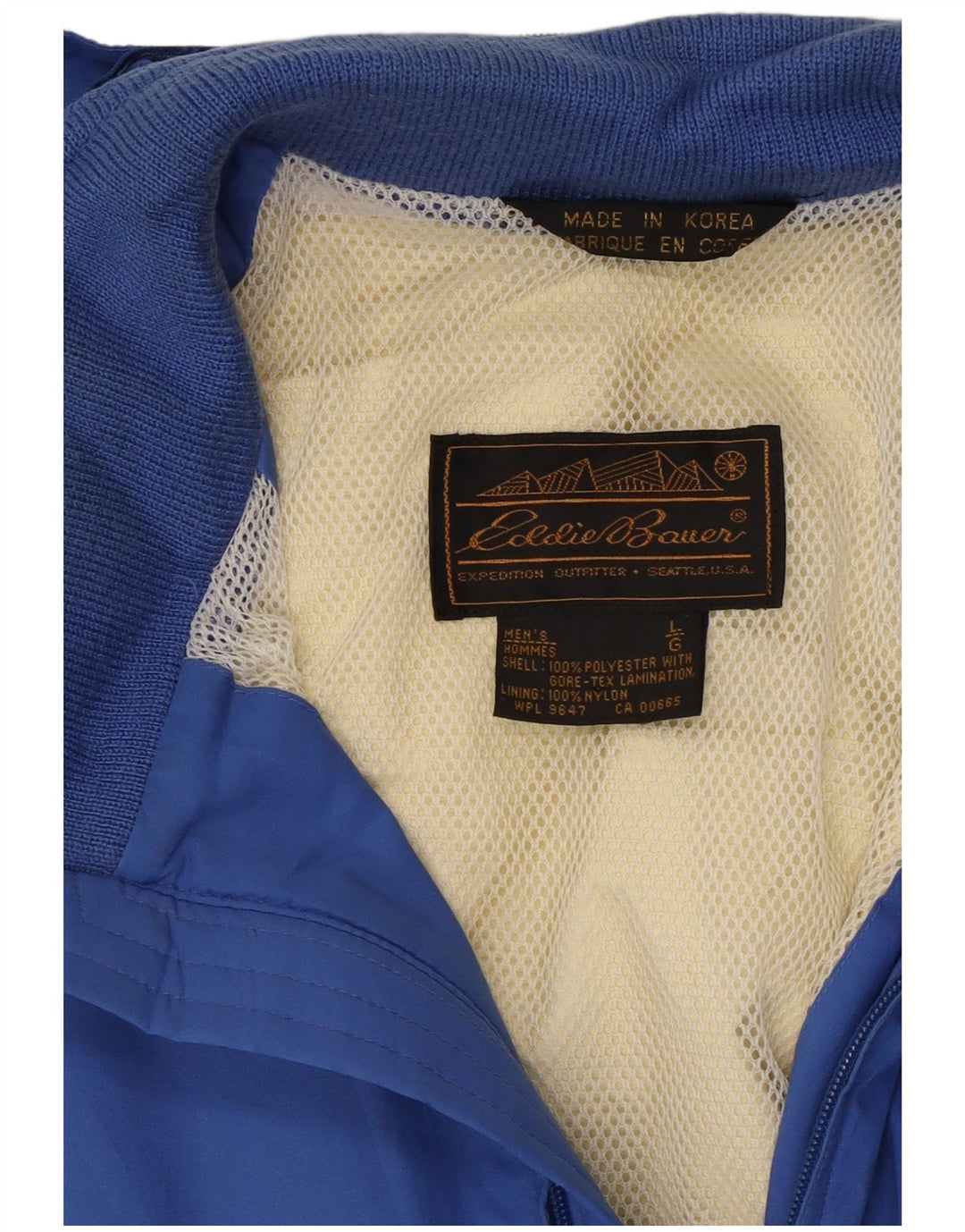 Eddie Bauer Regnjakke med hætte til mænd UK 40 Stor blå polyester