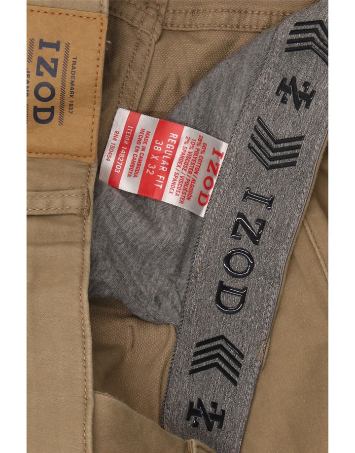 IZOD Mens Regular Fit Casual Trousers W38 L32 Beige Cotton Vintage Izod and Second-Hand Izod from Messina Hembry 