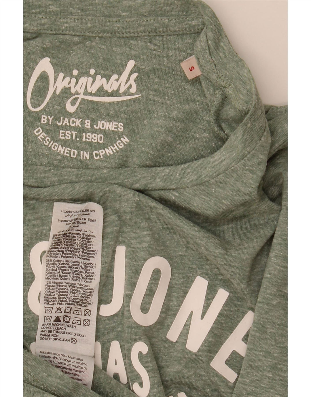 Jack & Jones Herre grafisk T-shirt Top Lille Grøn Flecked Polyester