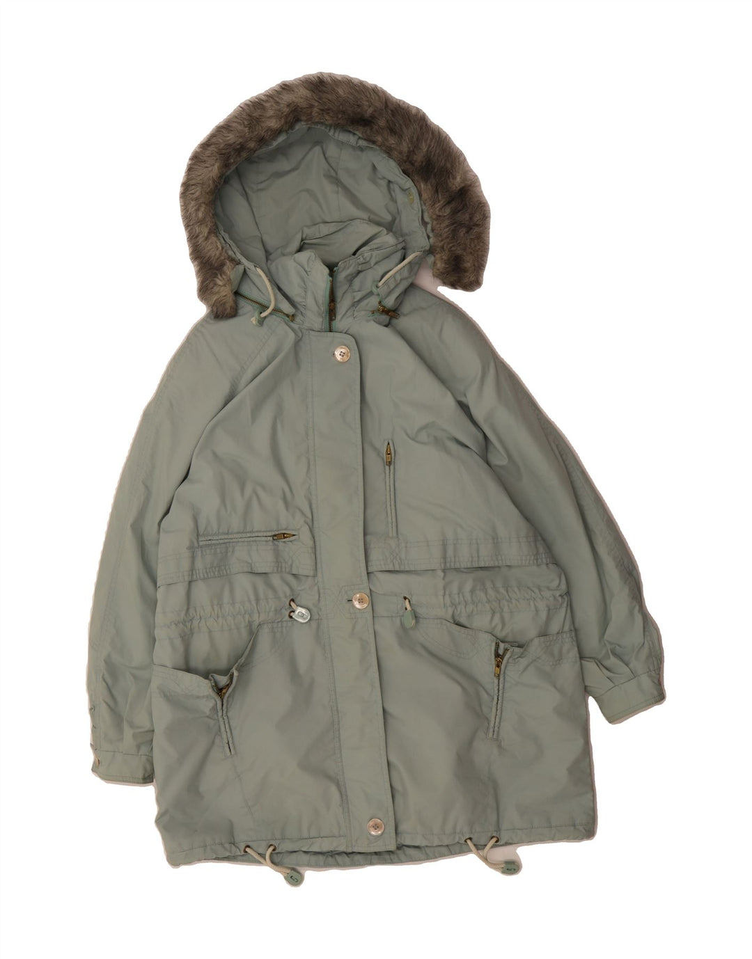 VINTAGE Womens Hooded Windbreaker Coat EU 38/40 Medium Blue Vintage Vintage and Second-Hand Vintage from Messina Hembry 