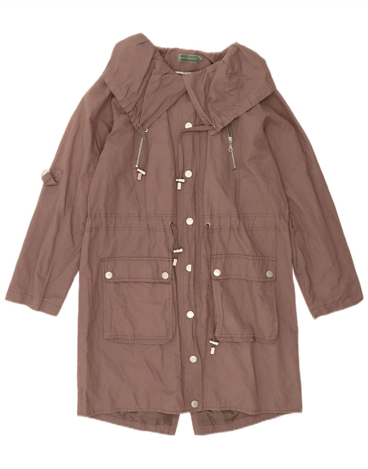 MINT VELVET Dame Oversized Parka Jacket UK 10 Small Brown Bomuld
